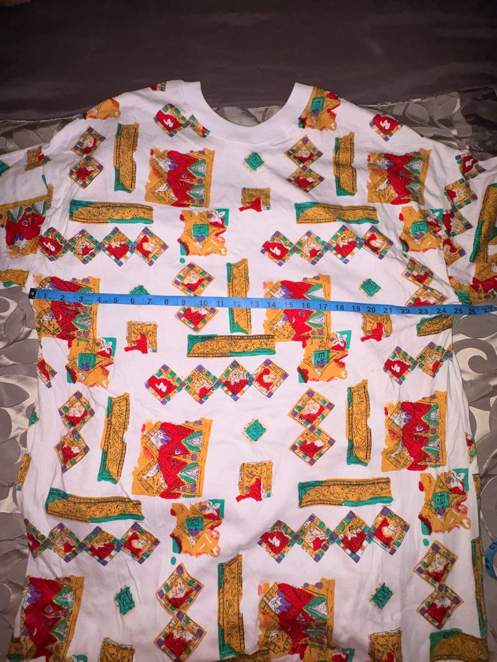 NWOT 90s Vintage Roaman's M OVERSIZED cotton White Midi Dress Geometric Print - Picture 3 of 5